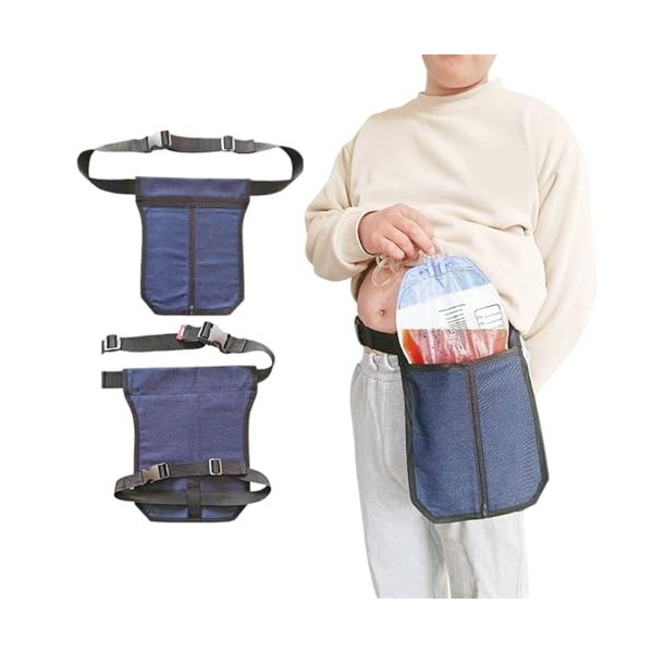 Support de sac de cathéter sur la taille 10x9, support sac néphrostomie en polyester imperméable avec fermeture éclair ouvert