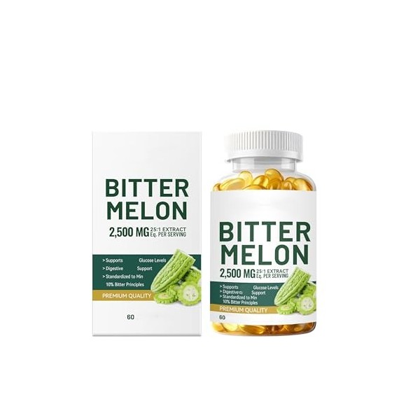 Extrait de melon amer 2500 MG | Ingrédient botanique | Favorise la digestion et léquilibre | Sans gluten, sans OGM,3Pcs Diuré...