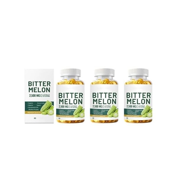 Extrait de melon amer 2500 MG | Ingrédient botanique | Favorise la digestion et léquilibre | Sans gluten, sans OGM,3Pcs Diuré...