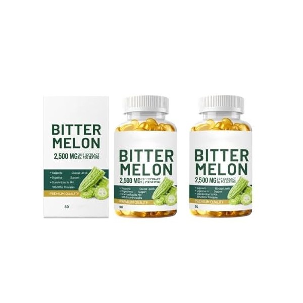 Extrait de melon amer 2500 MG | Ingrédient botanique | Favorise la digestion et léquilibre | Sans gluten, sans OGM,3Pcs Diuré...