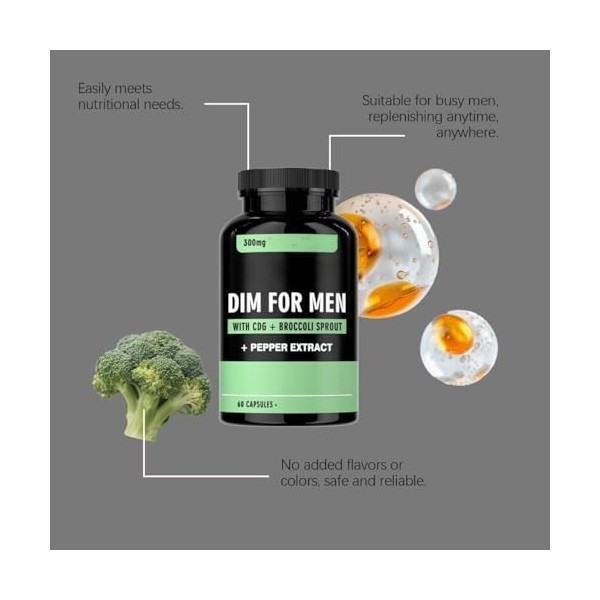 DIM pour Hommes 300mg, Favorise lÉquilibre Hormonal et la Vitalité,2pcs Diurétiques