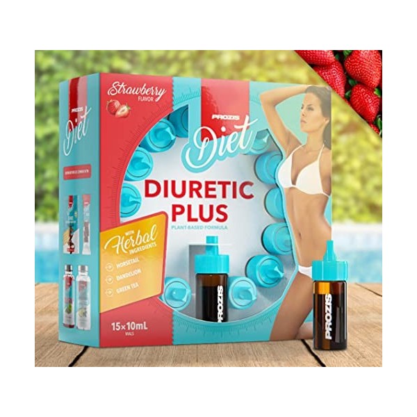 Prozis Diuretic Plus 15 x 10 ml - diurétique naturel Égiseto, dent de lion et raisin ursine