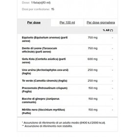 Prozis Diuretic Plus 15 x 10 ml - diurétique naturel Égiseto, dent de lion et raisin ursine