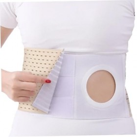 Temeemeg Ceinture de hernie, ceinture de stomie confortable, reliure ventrale en tissu maillé respirant, colostomie légère, s...