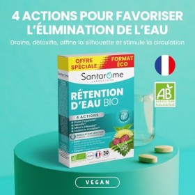 Santarome - Rétention d’Eau Bio – Drainant Naturel – Élimination de l’Eau – Silhouette Affinée – Circulation – Plantes & Bour...