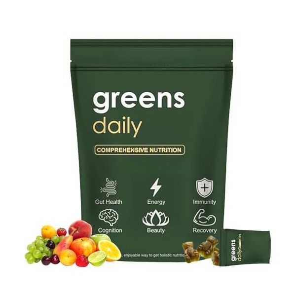 Greens Gummies,Convient à la digestion, à la concentration, à lénergie et à limmunité,convient aux hommes et aux femmes