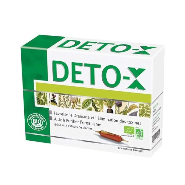 NUTRI EXPERT - Deto-X -Complément alimentaire BIO à base dextraits dArtichaut, Fenouil, Ortie, Bardane, Frêne, Thé Vert & M D...