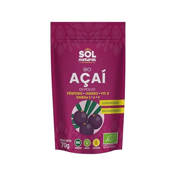 SOLNATURAL AÇAI en polvo 70gr. BIO – soin conçu pour une utilisation régulière, poids 70 g, convient à ceux qui recherchent u