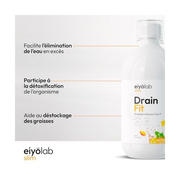 DRAIN FIT | Draineur Minceur Triple Action : Drainant + Détoxifiant + Amincissant | Réduit la Rétention d’Eau et Élimine la C