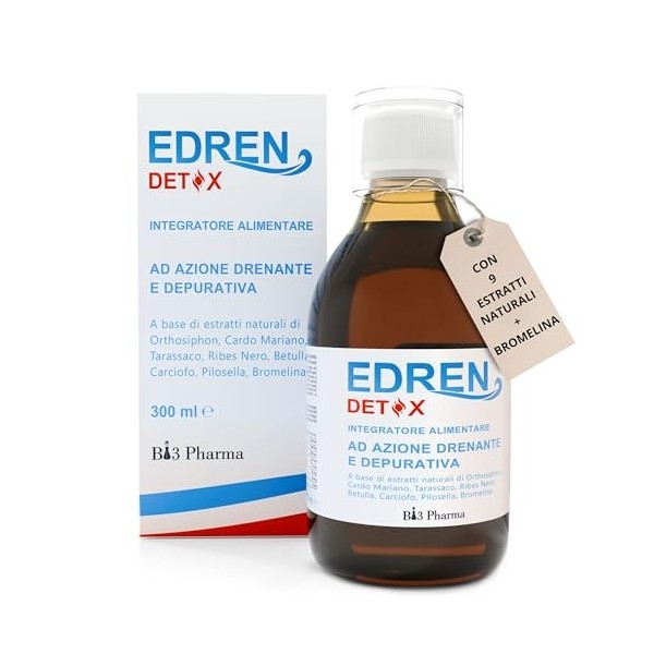 Edren Detox Drainant Forte Minceur | Aide à Contraster Rétention et Gonflement | Bromélaïne Vidange Forte Favorise Légèreté e