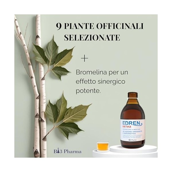 Edren Detox Drainant Forte Minceur | Aide à Contraster Rétention et Gonflement | Bromélaïne Vidange Forte Favorise Légèreté e