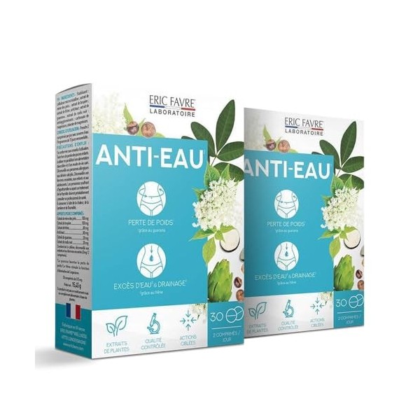 ANTI EAU - Programme Minceur Drainant Perte de Poids, Draineur Minceur, Réduit lexcès dEau - Guarana, Artichaut 30 comprimé