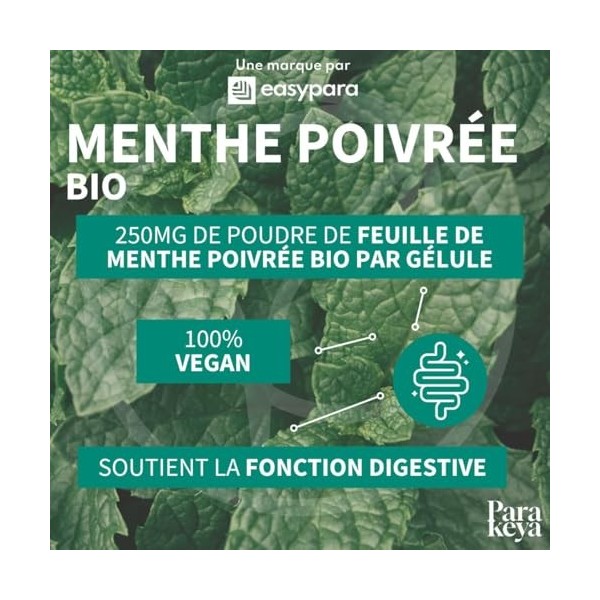Parakeya - Digestion Menthe poivrée Bio|Complément Alimentaire |180 Gélules