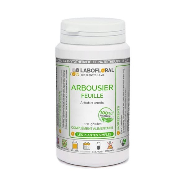 Arbousier Labofloral 150 gélules dosées à 250 mg - Complément alimentaire - Diurétique urinaire, digestion - Fabriqué en fran