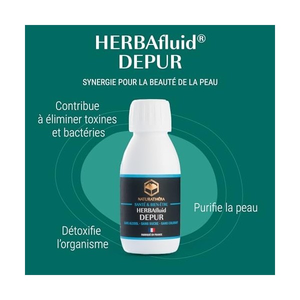 Naturathéra HERBAFLUID DÉPUR - Complément Alimentaire Détox Purifiant Beauté de la Peau, Extraits de plantes - 125 ml - Fabri
