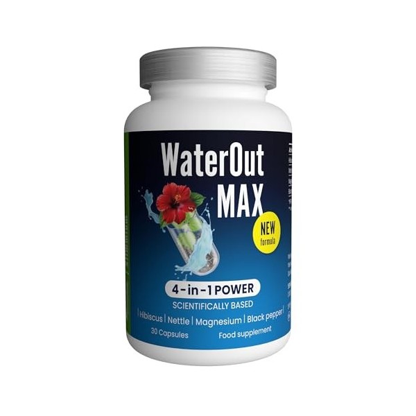Capsules Slimmium WaterOut MAX à lextrait dhibiscus, dortie, de magnésium et de poivre noir - approvisionnement pour 30 jo