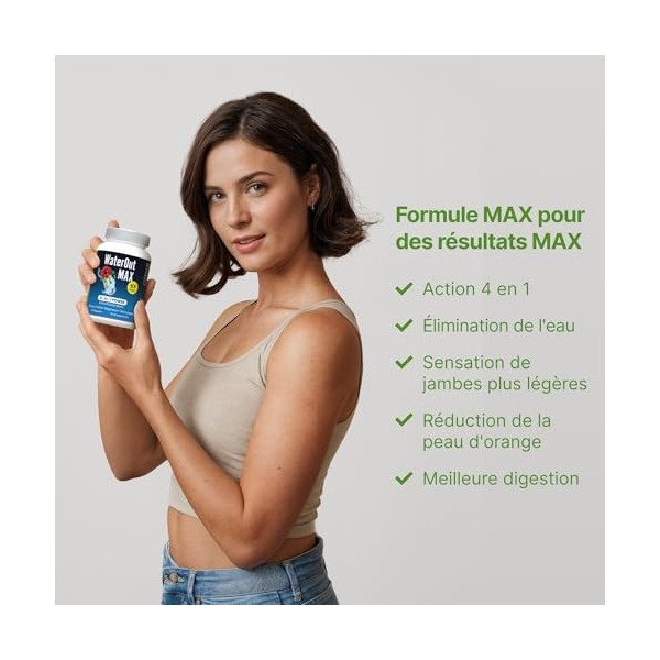 Capsules Slimmium WaterOut MAX à lextrait dhibiscus, dortie, de magnésium et de poivre noir - approvisionnement pour 30 jo