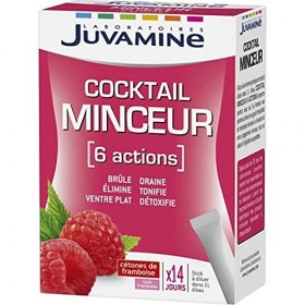 Juvamine Cocktail Minceur 6 Actions Brûle Élimine Ventre Plat Draine Tonifie Détoxique Goût Framboise lot de 2 