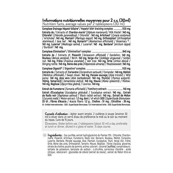 STC NUTRITION - Natural Detox - Concentré à diluer à base dextraits de plantes - Elimination des toxines - Drainage hépato-b