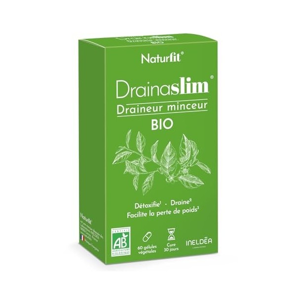 NATURFIT - Drainaslim® - Complément alimentaire aux extraits de plantes BIO - Aide à drainer, détoxifier et faciliter la pert