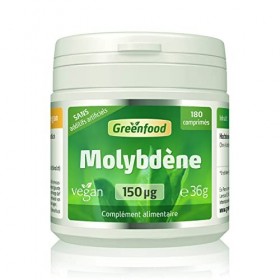Greenfood Molybdène 150 μg, dose élevée, 180 comprimés - important pour métabolisme normal des acides aminés soufrés. SANS ad