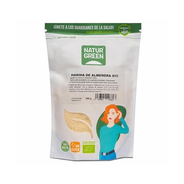NATURGREEN HARINA DE ALMENDRA 300gr. BIO – soin conçu pour une utilisation régulière, peut être utilisé régulièrement selon l