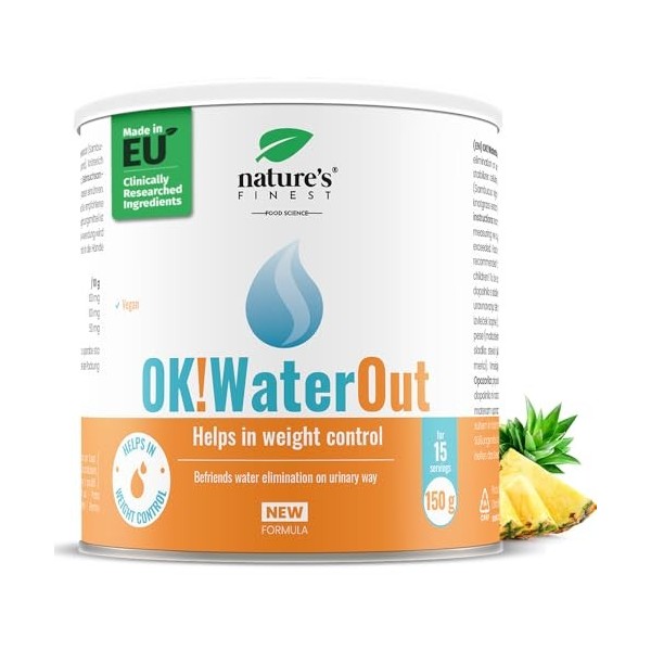 OK!WaterOut - Puissant Contre la Rétention dEau - 150g pour 15 jours, Dose Puissante Sans Additifs Artificiels - Vegan Poudr ...