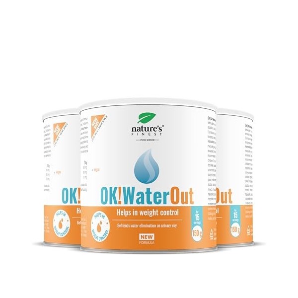 OK!WaterOut - Puissant Contre la Rétention dEau - 150g pour 15 jours, Dose Puissante Sans Additifs Artificiels - Vegan Poudr ...