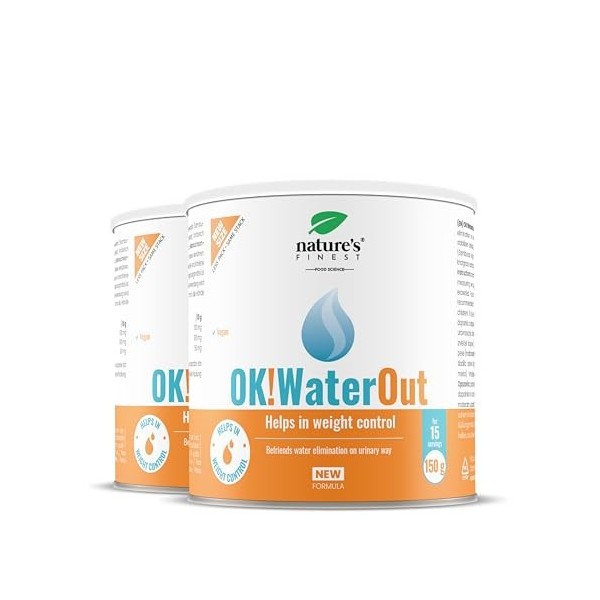OK!WaterOut - Puissant Contre la Rétention dEau - 150g pour 15 jours, Dose Puissante Sans Additifs Artificiels - Vegan Poudr ...
