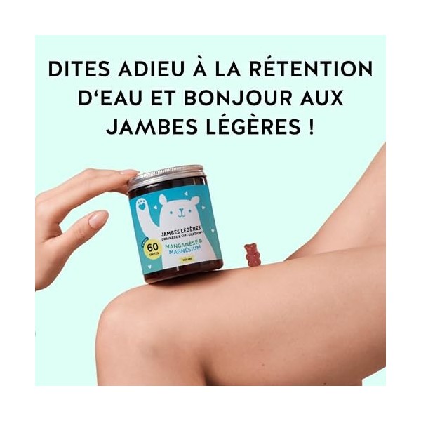 Jambes Légères Drainage & Circulation Gummies – Vitamine C, Magnésium, Manganèse & Extraits Végétaux – 60 unités 1 mois – S