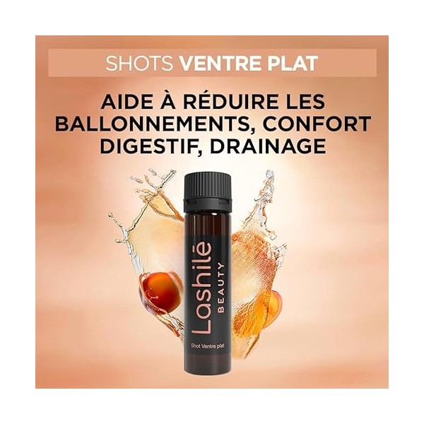 Lashilé Beauty - Complément Alimentaire - Soulager les inconforts digestifs - Shots Ventre plat - Fenouil, menthe poivrée, ro...