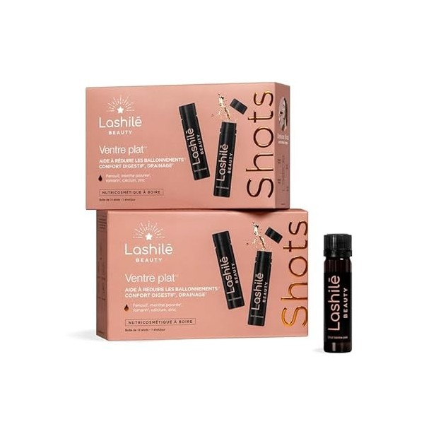 Lashilé Beauty - Complément Alimentaire - Soulager les inconforts digestifs - Shots Ventre plat - Fenouil, menthe poivrée, ro...