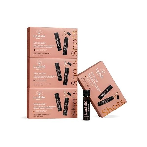 Lashilé Beauty - Complément Alimentaire - Soulager les inconforts digestifs - Shots Ventre plat - Fenouil, menthe poivrée, ro...