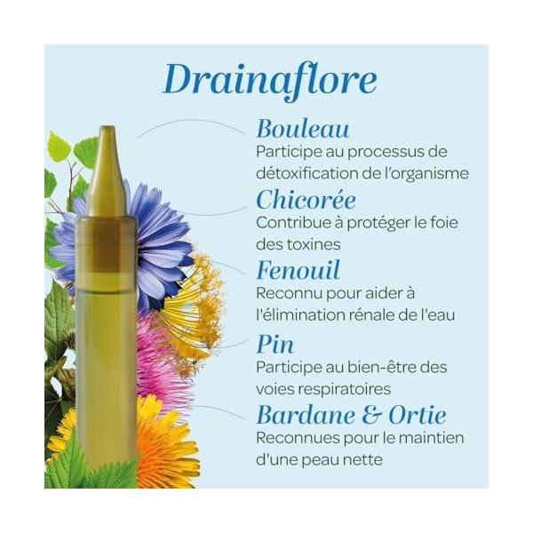SUPERDIET- DRAINAFLORE BIO - Programme complet de détoxification des 5 émonctoires - Made in France -Format nomade-20 Unidose...