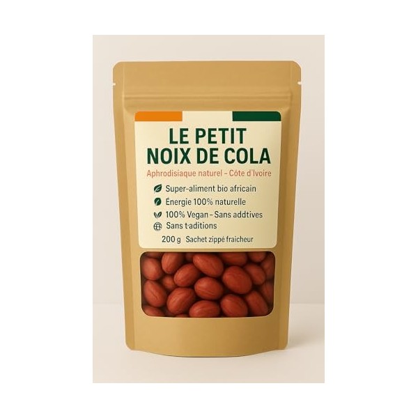 Le Petit Noix de Cola, 200g, Aphrodisiaque Naturel de Côte dIvoire, Super-aliment Bio Africain, Vegan Sans Additifs