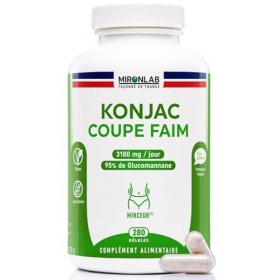 Konjac Pur 3180 mg/j - 280 Gélules – 45Jours - Coupe faim puissant et efficace - 95% Glucomannane - Minceur, détox, digestion...