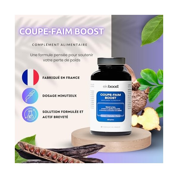 COUPE FAIM | Hautement dosé | Konjac, Fucus, Caroube, Vitamine B6 & Bisglycinate de Zinc | Complément Alimentaire à base de p