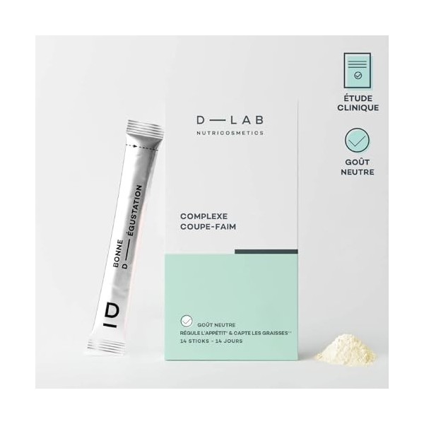 D-LAB Complexe Coupe-Faim | Cure 14 Jours Sticks | Nopal, Konjac & Gomme de Caroube | Effet Satiété & Contrôle de l’Appétit |