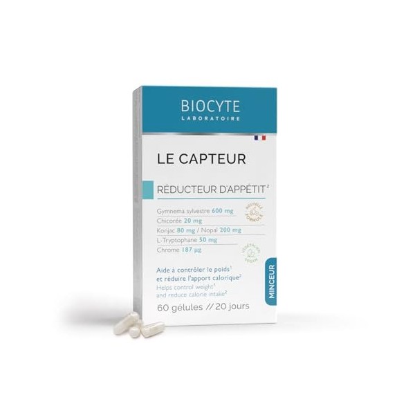 BIOCYTE Le Capteur - Complement Alimentaire Coupe Faim - Konjac, Gymnema Sylvestre, Chrome, Vitamine B1-60 gélules - Programm
