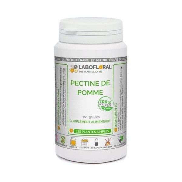Pectine de pomme Labofloral 150 gélules dosées à 300 mg - Complément alimentaire - Minceur, coupe-faim - Fabriqué en france