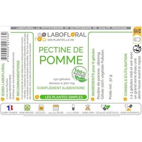 Pectine de pomme Labofloral 150 gélules dosées à 300 mg - Complément alimentaire - Minceur, coupe-faim - Fabriqué en france
