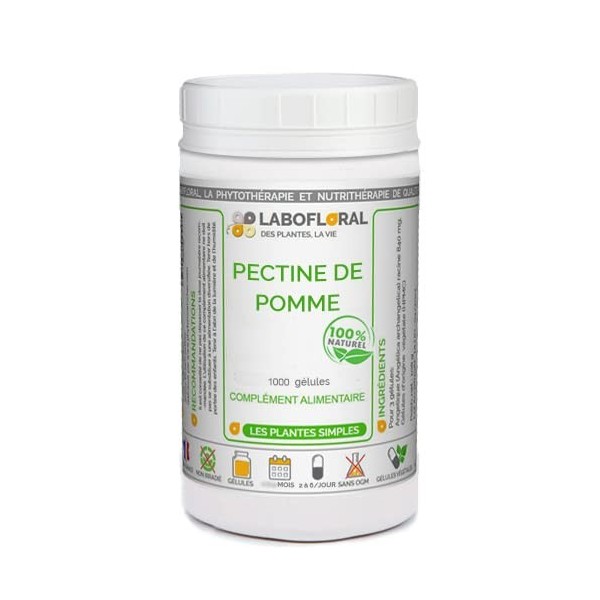 Pectine de pomme Labofloral 1000 gélules dosées à 300 mg - Complément alimentaire - Minceur, coupe-faim - Fabriqué en france