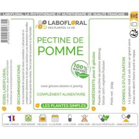 Pectine de pomme Labofloral 1000 gélules dosées à 300 mg - Complément alimentaire - Minceur, coupe-faim - Fabriqué en france