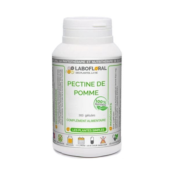 Pectine de pomme Labofloral 300 gélules dosées à 300 mg - Complément alimentaire - Minceur, coupe-faim - Fabriqué en france