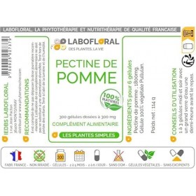 Pectine de pomme Labofloral 300 gélules dosées à 300 mg - Complément alimentaire - Minceur, coupe-faim - Fabriqué en france