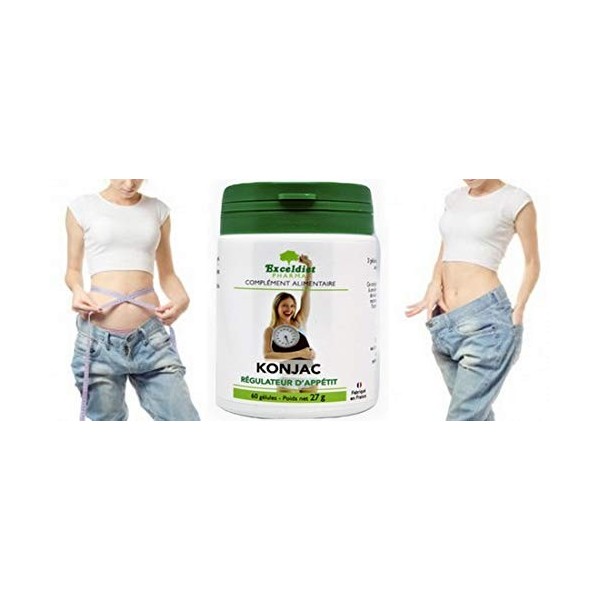 Konjac | Glucomannane 4700 mg par Jour | Aide Minceur |Effet Satiété | 60 gélules | Fabriqué en France