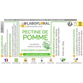 Pectine de pomme Labofloral 500 gélules dosées à 300 mg - Complément alimentaire - Minceur, coupe-faim - Fabriqué en france