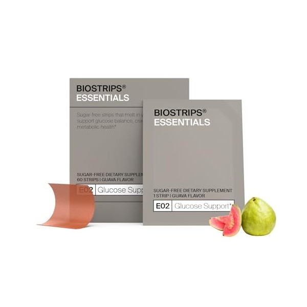 BIOSTRIPS Soutien du glucose | Suppresseur dappétit naturel avec Reducose & Chromium | Soutien sain du métabolisme du glucos