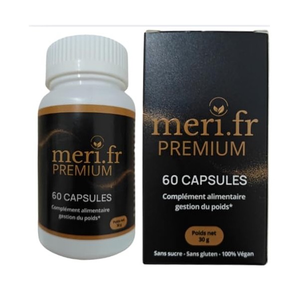 Meri.fr PREMIUM – Nouvelle Formule Efficace à la L-Carnitine |2 x 60 Gélules Naturelles | Aide au Contrôle de l’Appétit & Mét...