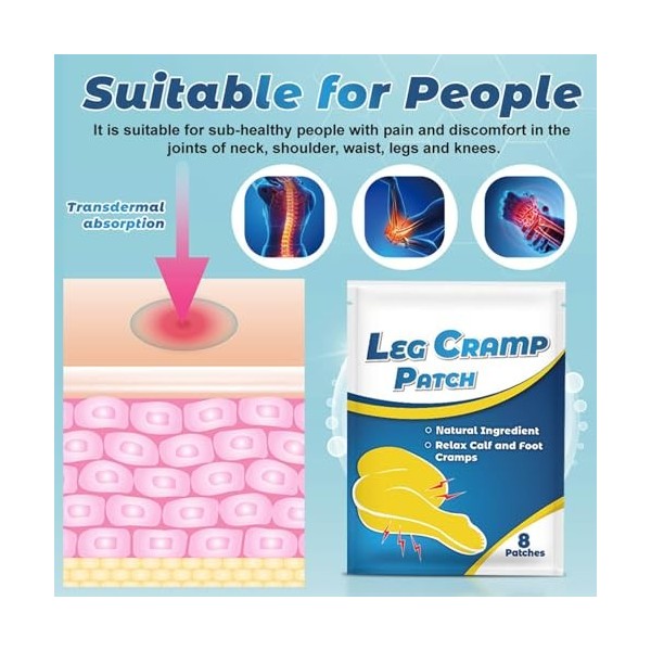 Patchs en relief pour crampes dans les jambes - Soulagement apaisant et apaisant des crampes aux jambes - Patchs pénétrants p